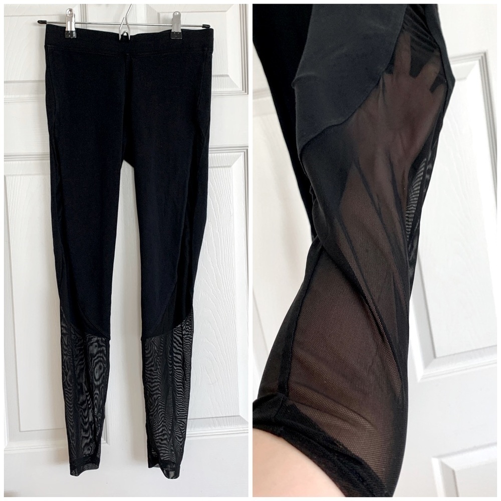 Express Black Illusion Mesh Panel Knit Leggings